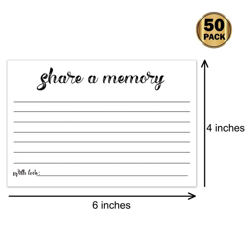 Giftideaworkshop 50 Share a Memory Cards, Going Away Party Decorations Funeral Guest Book for Celebration of Life Birthday Anniversary Memorial Funeral Graduation Bridal Shower Retirement, 4x6 Inch - Image 2